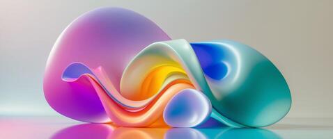 Colorful Abstract Shapes with Smooth Gradient and Reflective Texture on a Soft Background photo