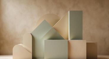 A group of three different colored cubes sitting on a table photo
