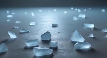 A group of ice cubes on the ground photo