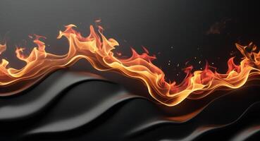Flames creating a fiery border on a black background photo
