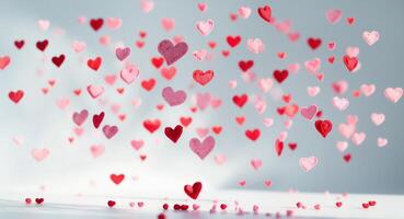 Hanging Pink And Red Hearts Valentine's Day Design photo