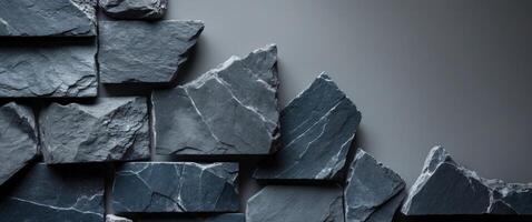 Natural slate stones creating a rugged texture photo