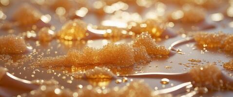 A close up of some orange sugar on a surface photo