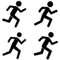 Black Running Stick Figure Icons - Set of Four vector
