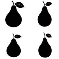 Set of Four Black Silhouette Pear Illustrations vector