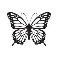 Elegant Black and White Butterfly Silhouette with Detailed Patterns vector