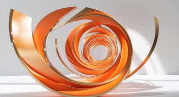 Abstract Spiral Clock Design with Orange and Gold Color Palette photo