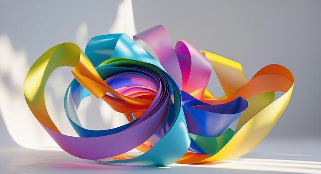 Captivating visual of colorful ribbons swirling inward in an abstract composition photo