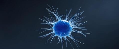 Intricate Blue Cell with Filamentous Projections on Dark Background. photo