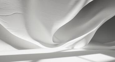 White textured surface with flowing lines and subtle shadows creating a dynamic abstract background. photo