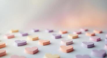 Soft Pastel Hearts on a Subtle Gradient Background for Valentine's Day Celebration. photo