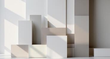 Abstract Geometric Shapes Composition in Neutral Tones photo