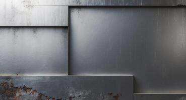 Modern and industrial aesthetic created by a subtle grunge texture on a metallic silver gradient background photo