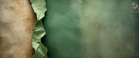 Abstract green paper texture background with vintage grunge design. photo