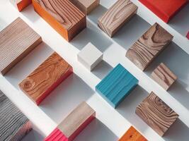Colorful wood blocks are arranged in a circle photo