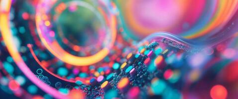 Colorful Abstract Technology Background with Circles and Watercolor Texture. photo