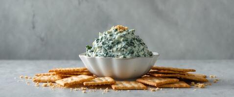 Spinach dip with crackers photo