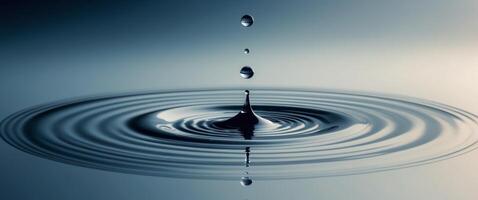 Water droplets falling into a water surface photo