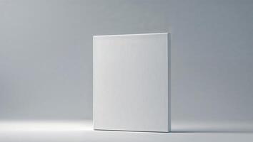 Minimalist White Canvas Mockup with a Soft Gray Background. photo