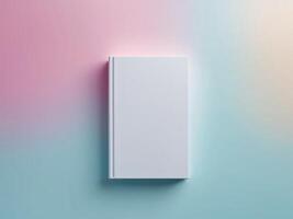 Blank white notebook on a colorful background photo