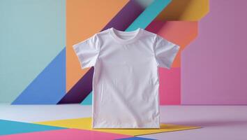 A white t - shirt on a colorful background photo