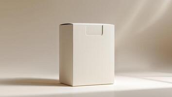 White box with a blank lid on a table photo