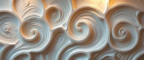 Swirling texture of Venetian plaster with soft lighting for decorative enhancement photo