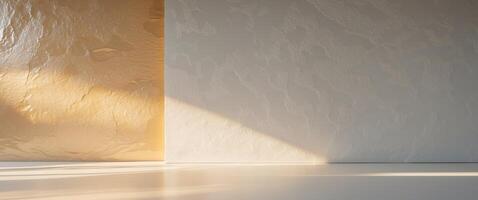 Bright reflections of Venetian plaster with high gloss finish in a luminous setting. photo
