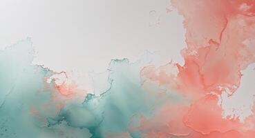 Blend of teal and coral colors creates a calming abstract texture on canvas photo