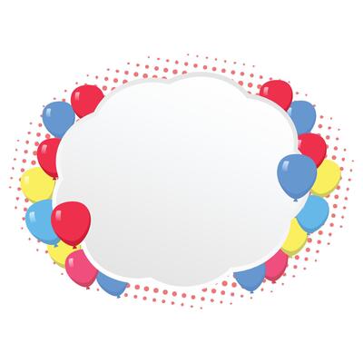Playful Balloon Border on a White Cloud Background