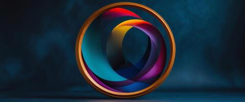A circular object with colorful swirls in it photo