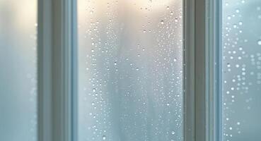 Soft Focus Window with Droplets in Cool Daylight photo