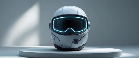 Futuristic explorer helmet with adaptive light filters photo