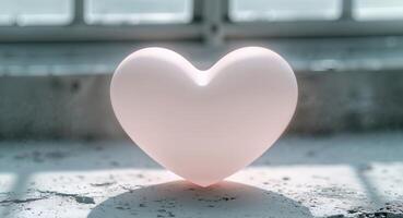 Pale Pink Heart On Gray Surface By Window photo