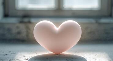 Pale Pink Heart On Gray Surface By Window. photo