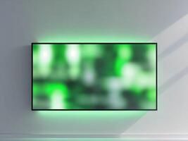 Modern Green Screen Display Mockup on Wall for Digital Content photo