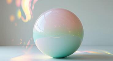 Abstract Sphere Background with Soft Pastel Colors and Glowing Reflections. photo