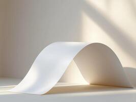 Bending White Paper Mockup with Soft Shadows and Modern Design photo