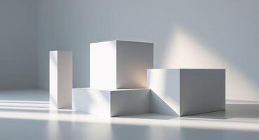 Abstract geometric forms reflect light and create a modern design. photo