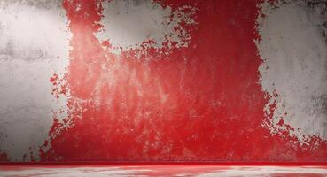 Red Grunge Textured Wall and Floor Background Ideal for Adding Text or Graphics in Creative Projects photo