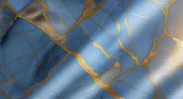 Blue marble background with gold foil photo