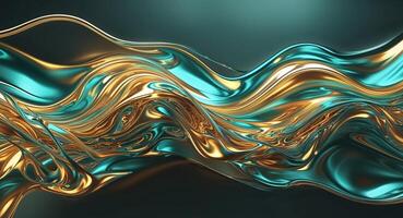 Abstract wave background with gold and blue colors photo
