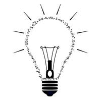 light bulb with physic doodle formulas vector