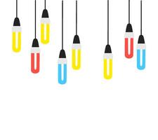 colorful hanging light bulb vector