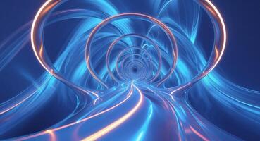 Swirling Blue Gradient Abstract Design with Glowing Lines and Circular Composition. photo
