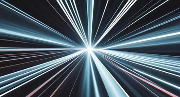 Abstract Light Rays Converging in Darkness - Dynamic Energy and Speed Concept photo
