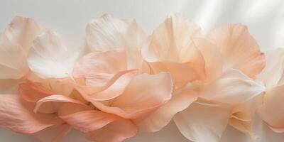 Delicate layered petals in soft peach tones create a calming floral abstract photo