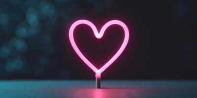 Glowing neon heart showing love and affection on valentine's day photo