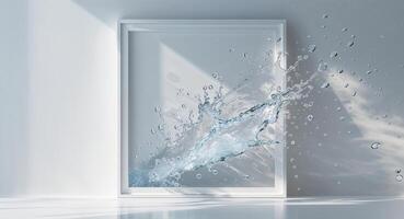 blank poster frame with dynamic water splashes. photo