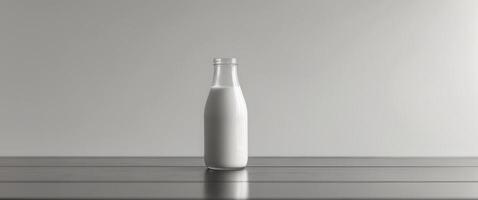 there is a bottle of milk sitting on a table photo